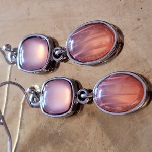 Elegant Silver and Pink Earrings